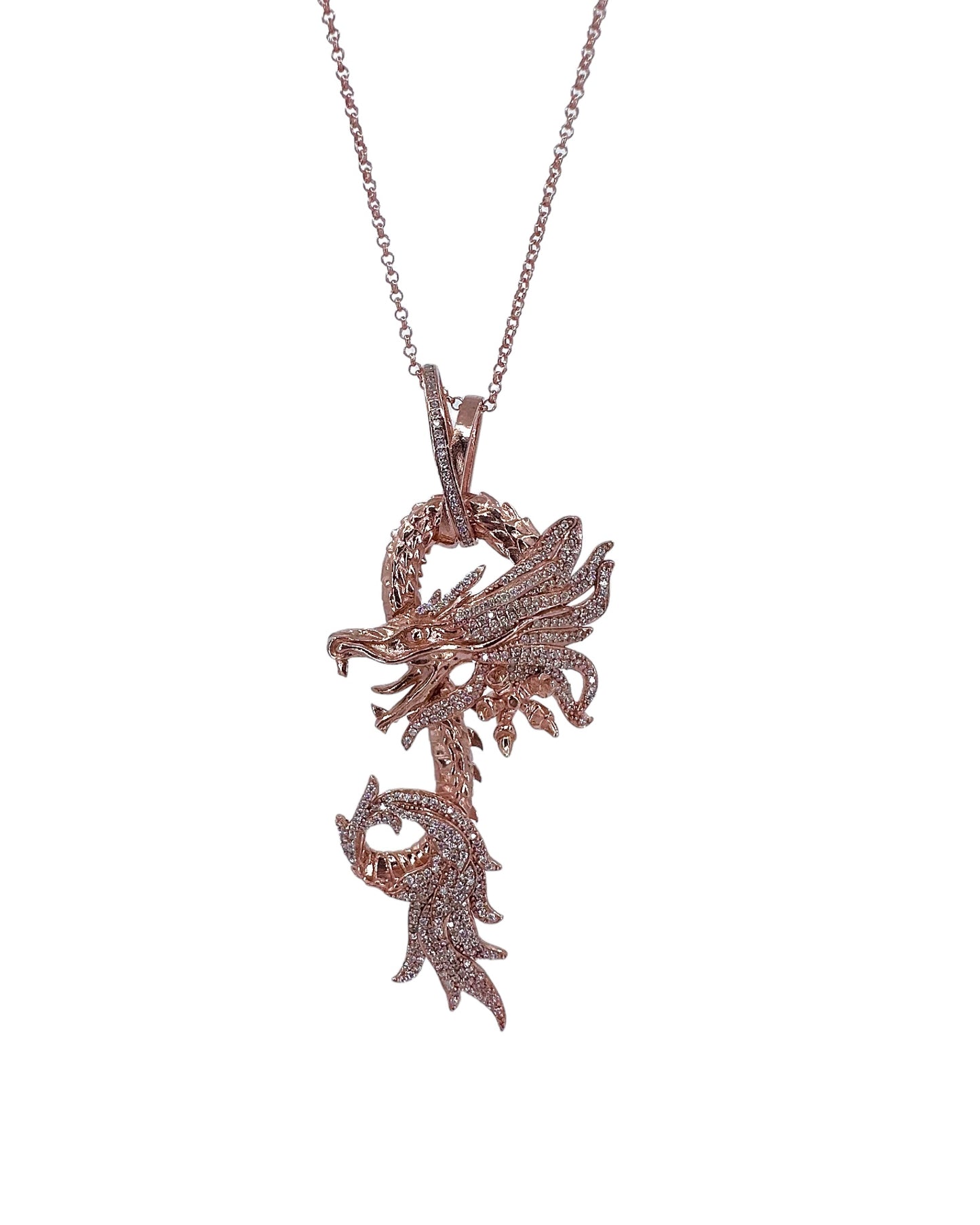 Beyaz Taşlı Rose Dragon Kolye