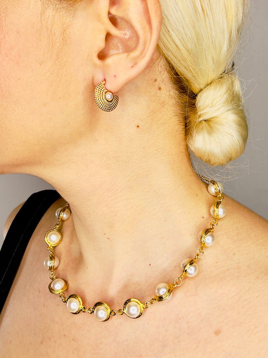 İnci Küpe Kolye Set