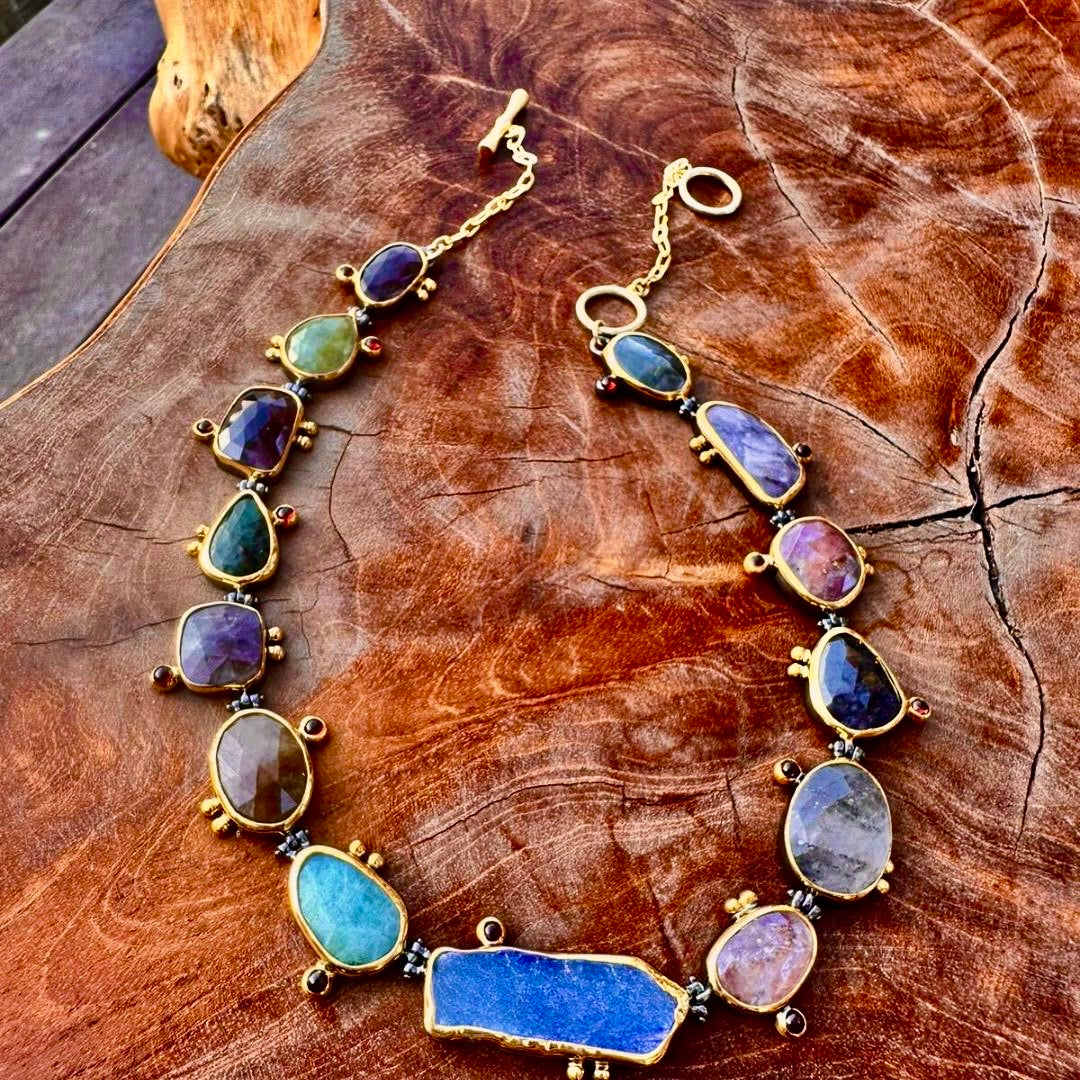 Gold Necklace with Precious Stones