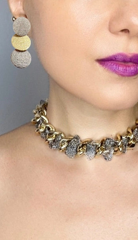 Günbatımı Kolye Küpe Set