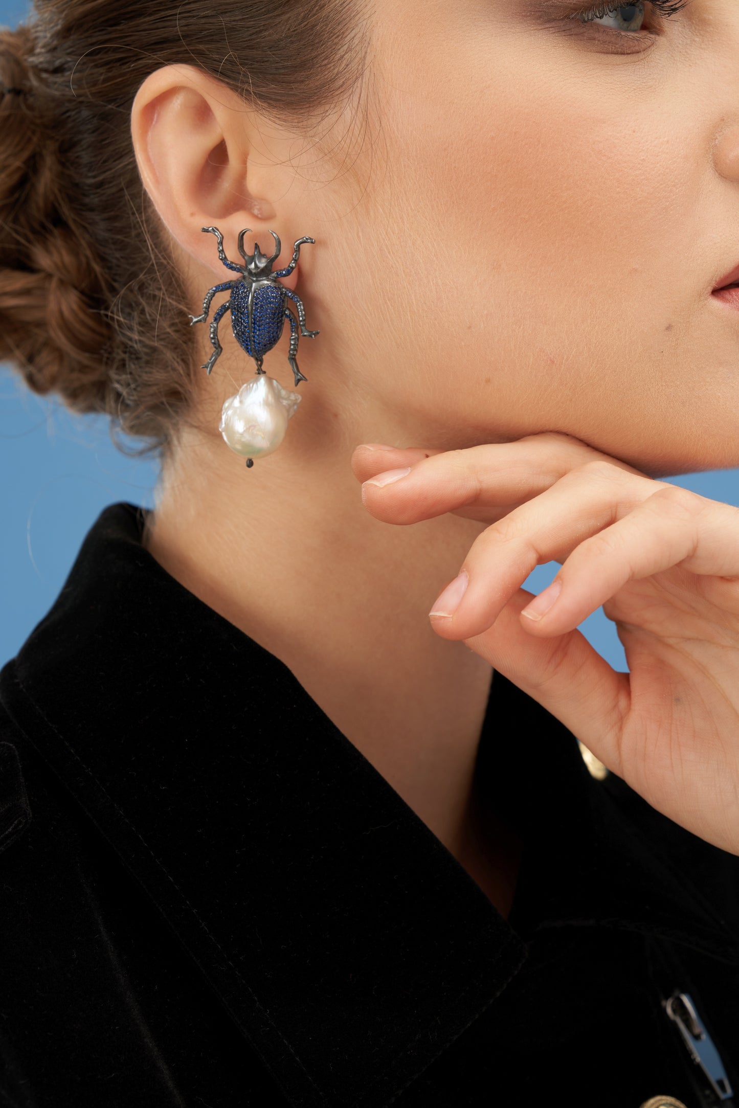 Mavi Scarab Küpe