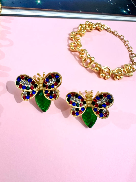 Arı Küpe Kolye Bilezik Set