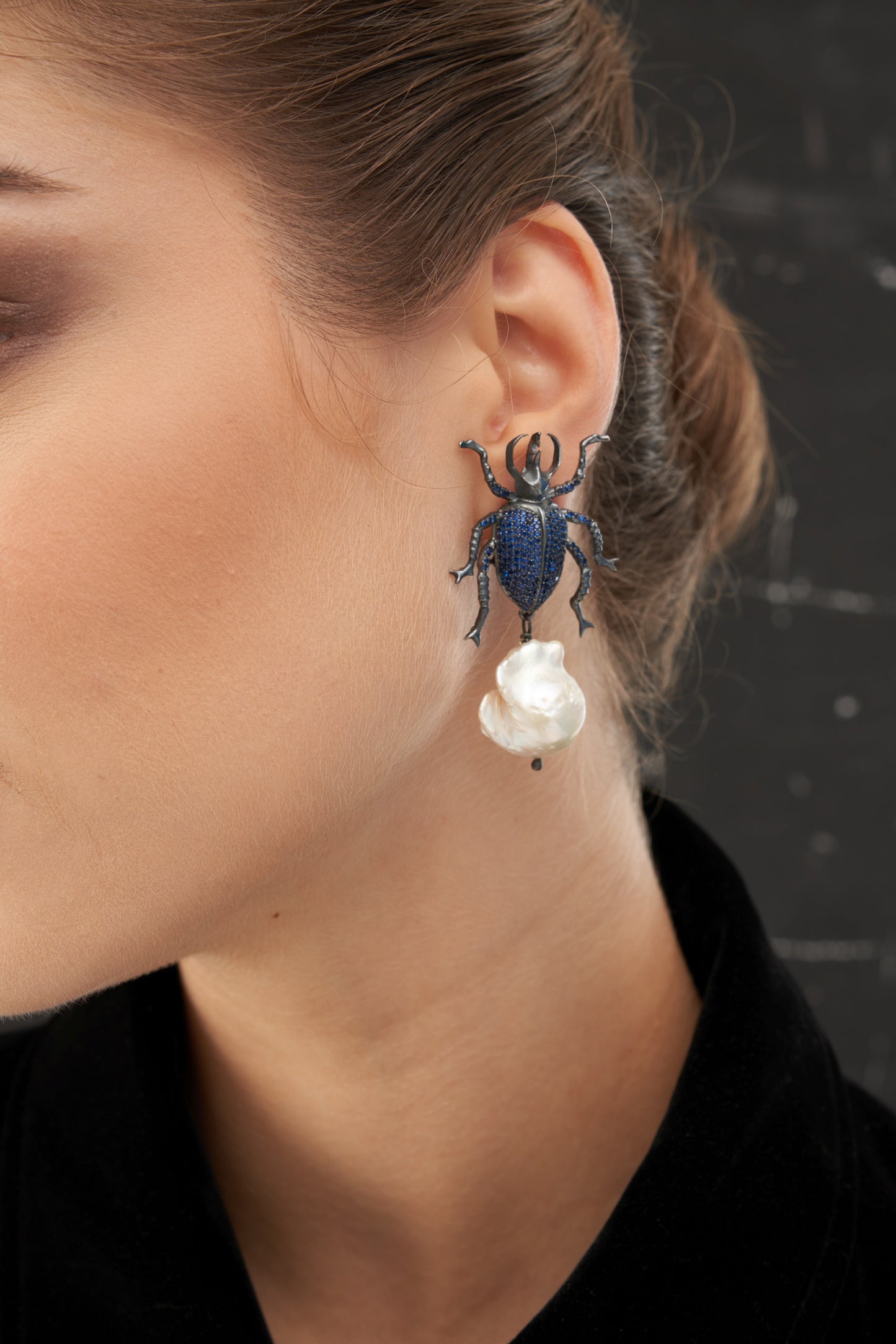 Mavi Scarab Küpe