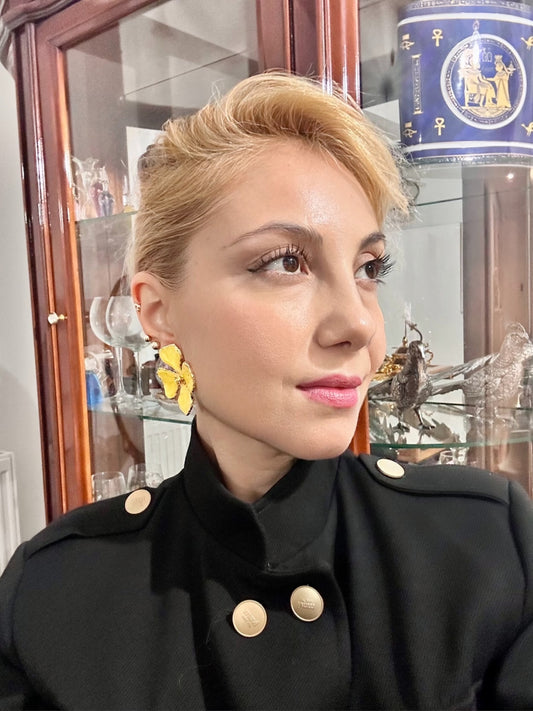 El Yapımı Altın Kaplama Dört Yapraklı Sarı Şans Çiçeği