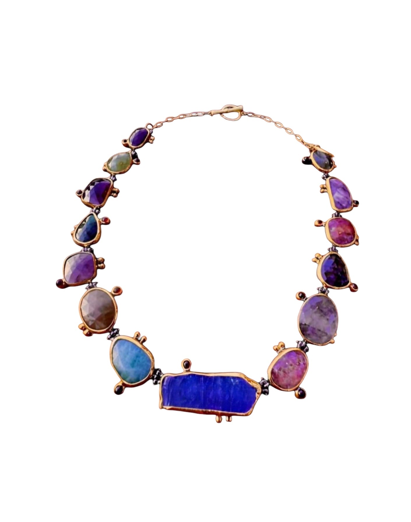 Gold Necklace with Precious Stones
