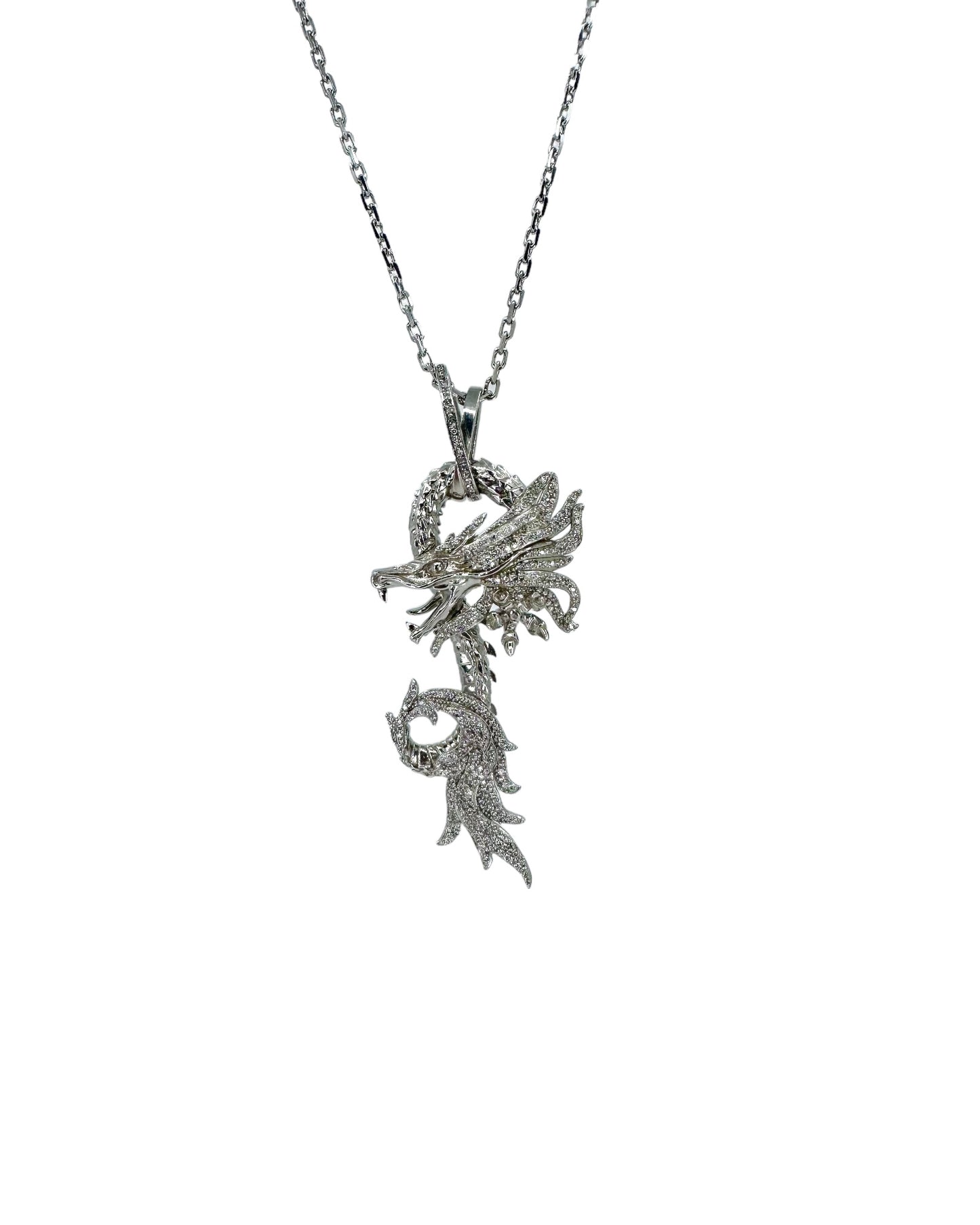 Beyaz Taşlı Silver Dragon Kolye