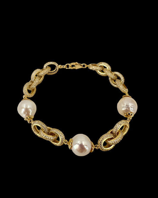 Gold Chain Pearl Bracelet