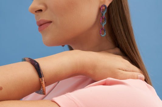 Gökkuşağı Zincir Küpe