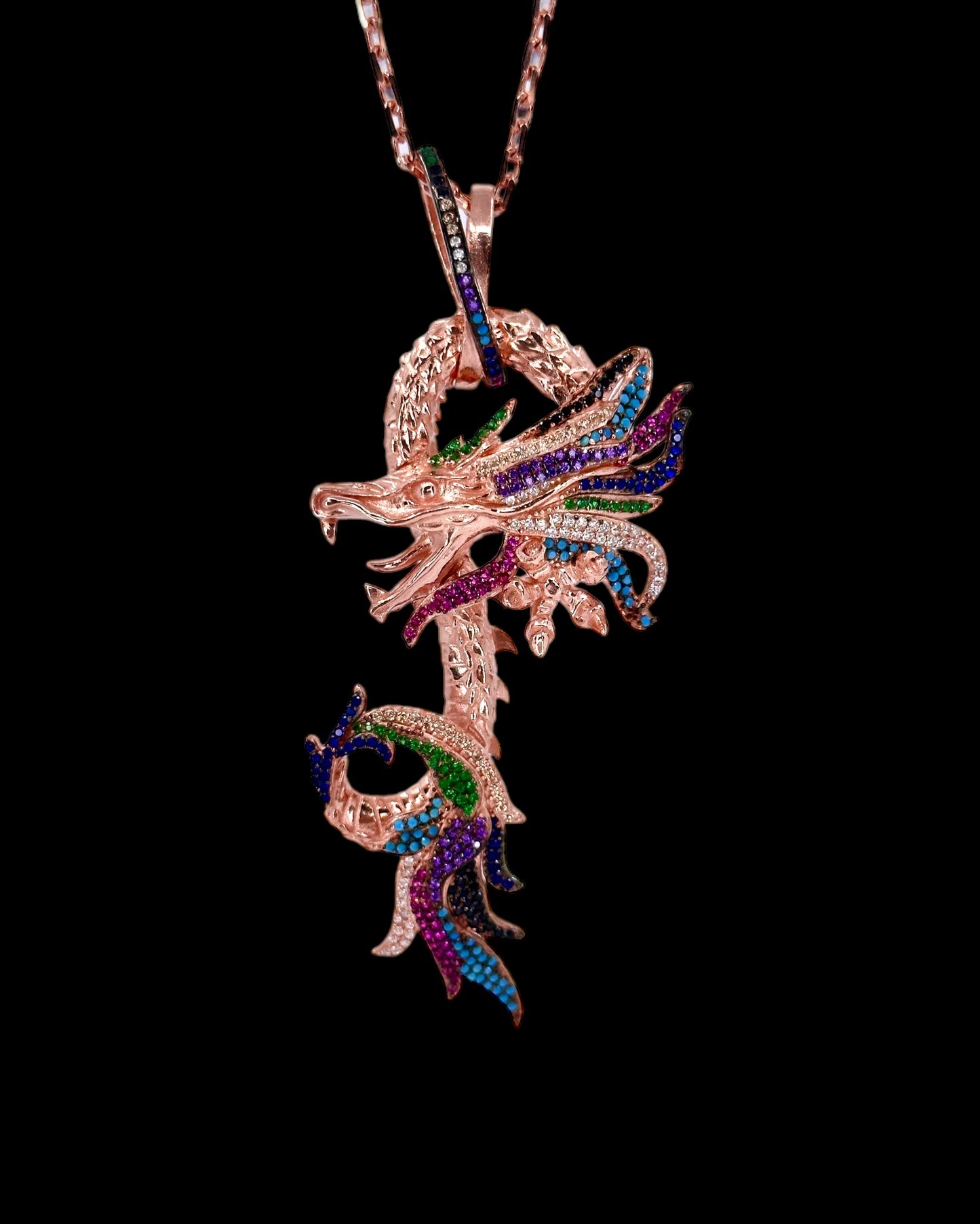 Gökkuşağı Rose Dragon Kolye