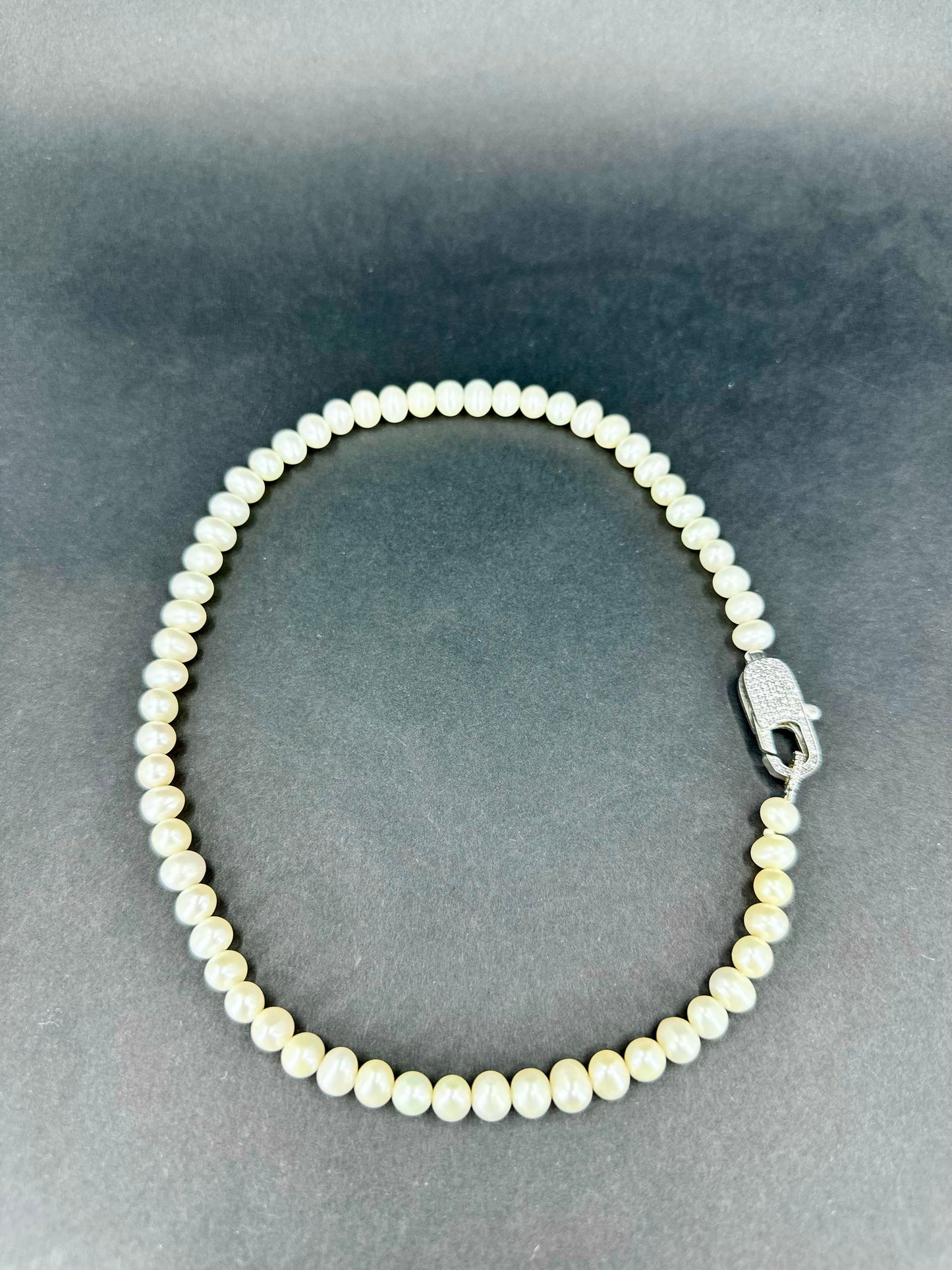 Sterling Silver Lock Design Natural Pearl Necklace with Zircon Stone Natural Pearl Bracelet