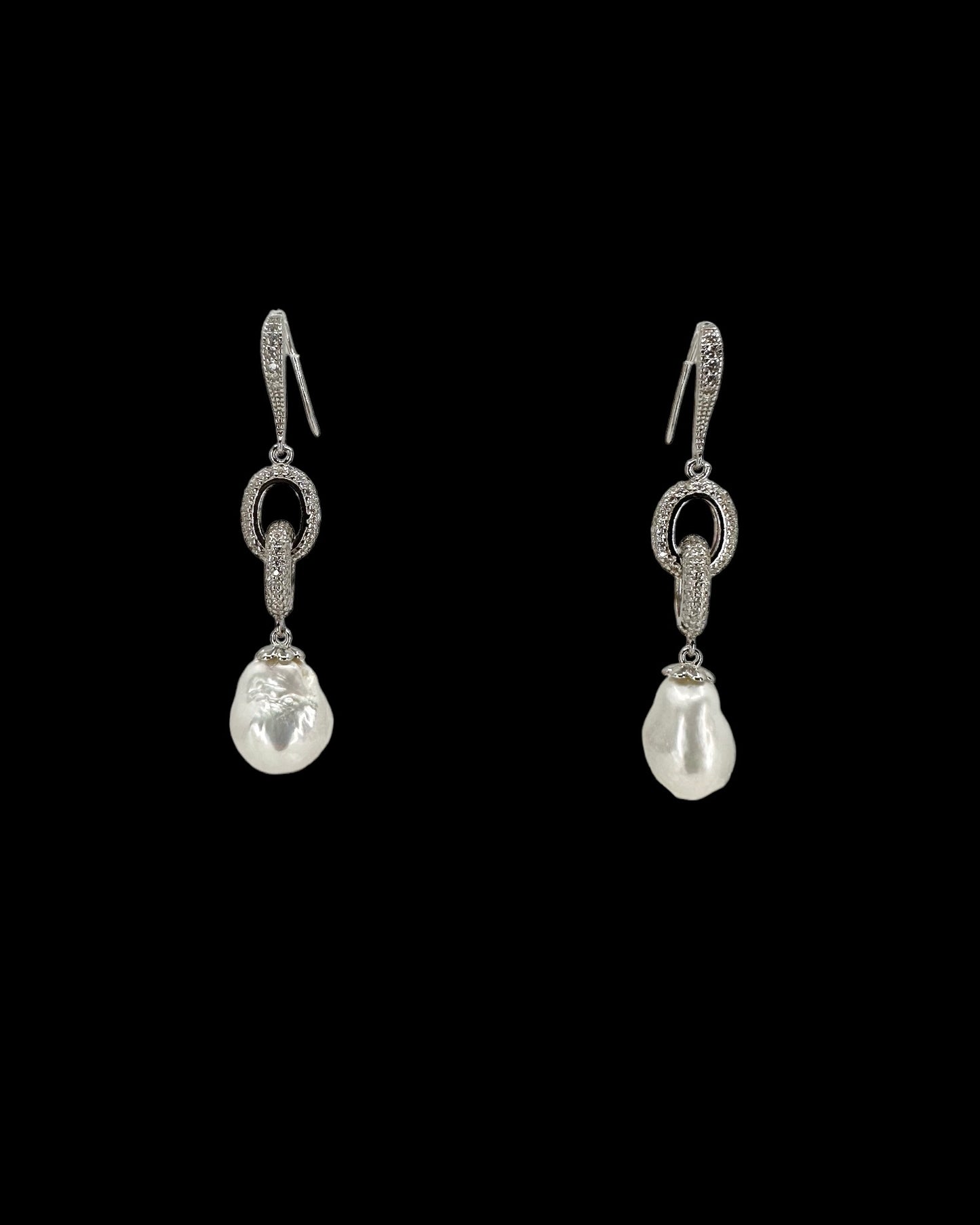 İncili Silver Zincir Küpe
