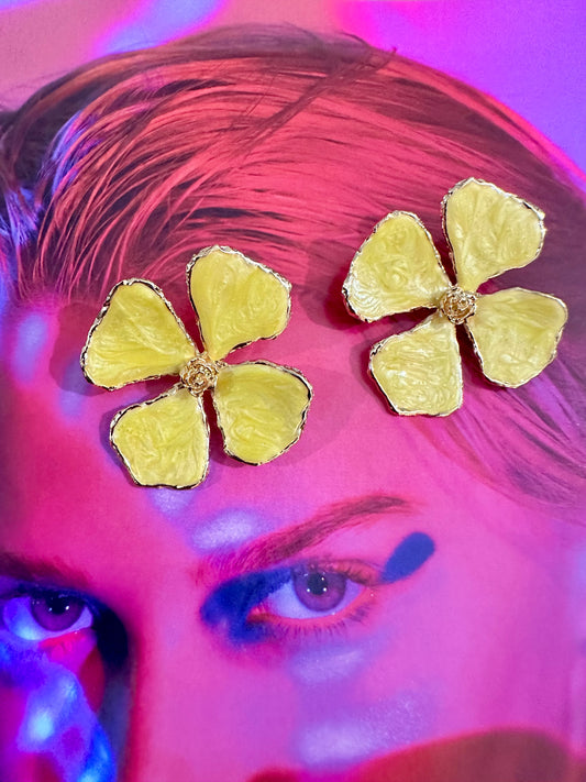 Sarı Yonca Küpe Kolye Set