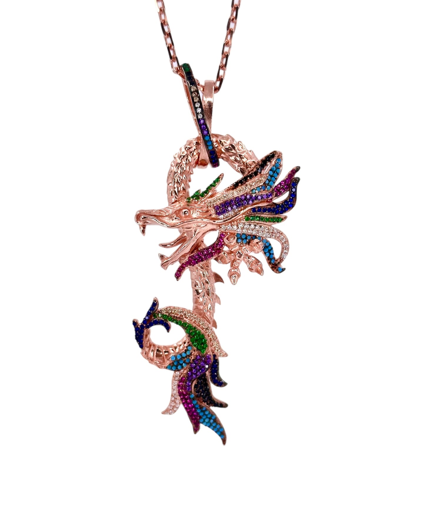 Gökkuşağı Rose Dragon Kolye