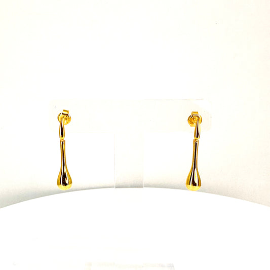 18K altın Kaplama Gümüş Kısa Damla Küpe