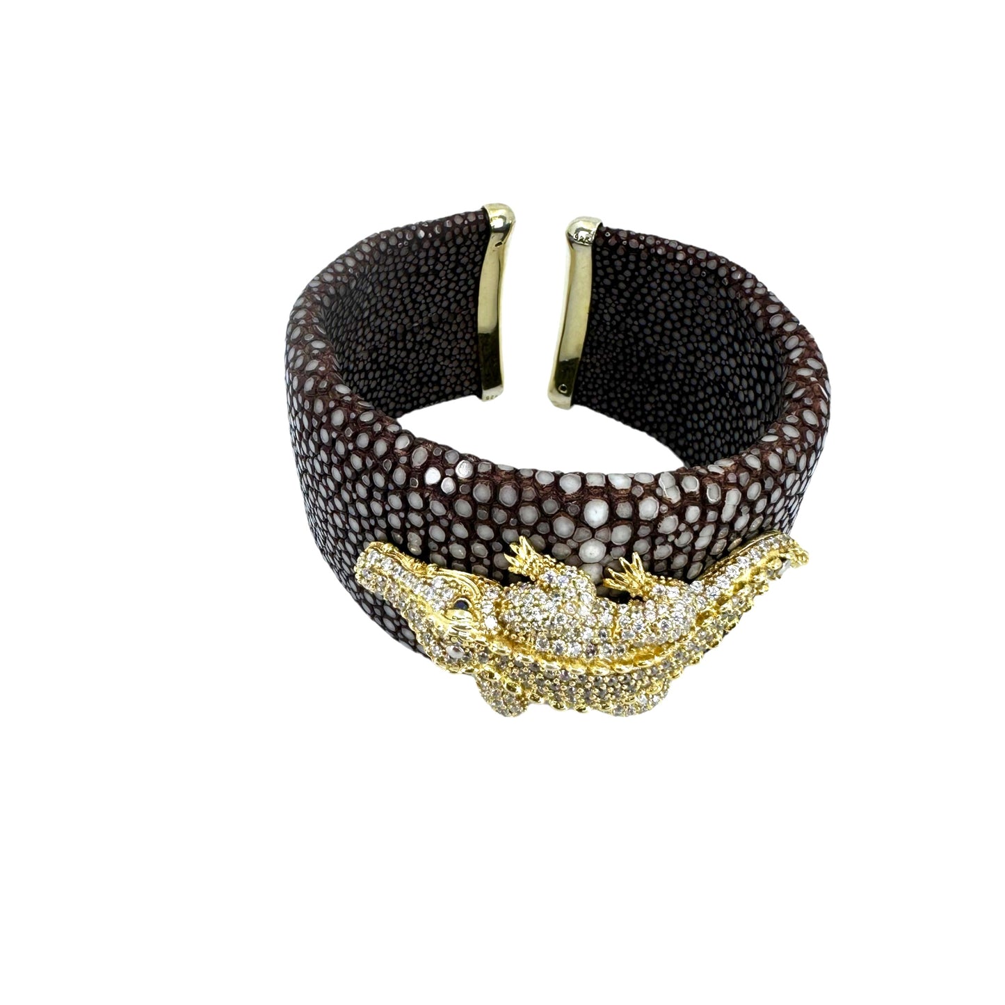 Gold Timsah Cuff Bileklik