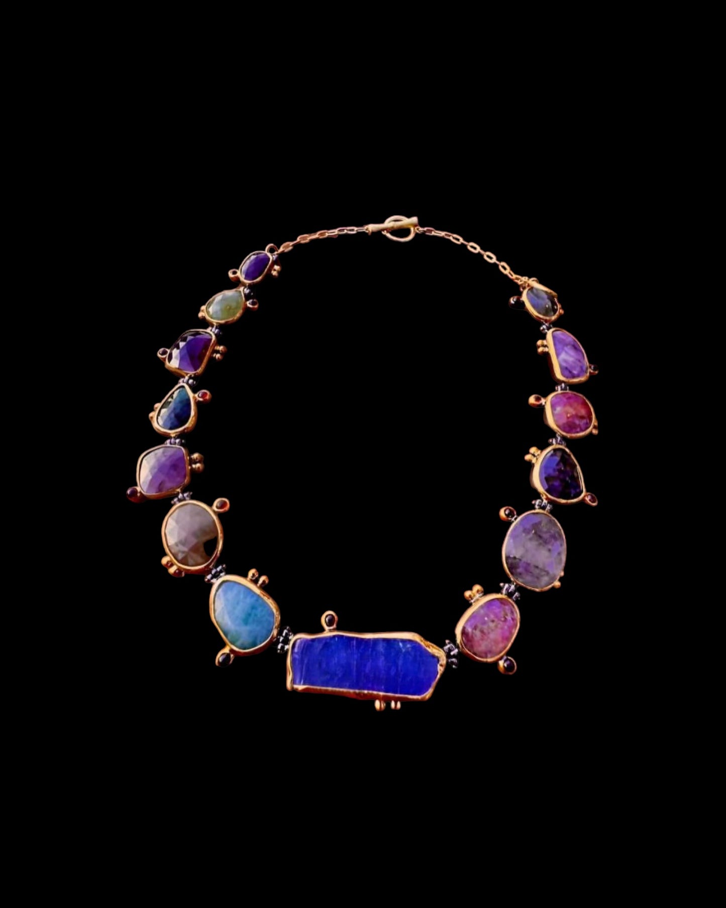 Gold Necklace with Precious Stones