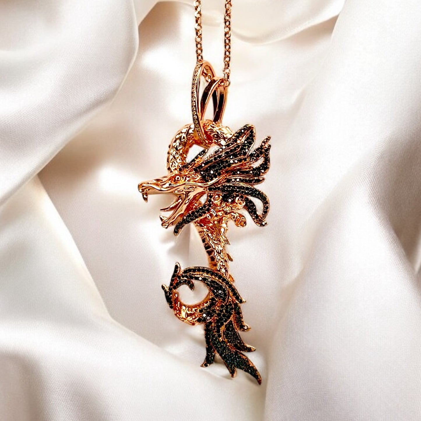 Black Rose Dragon Necklace