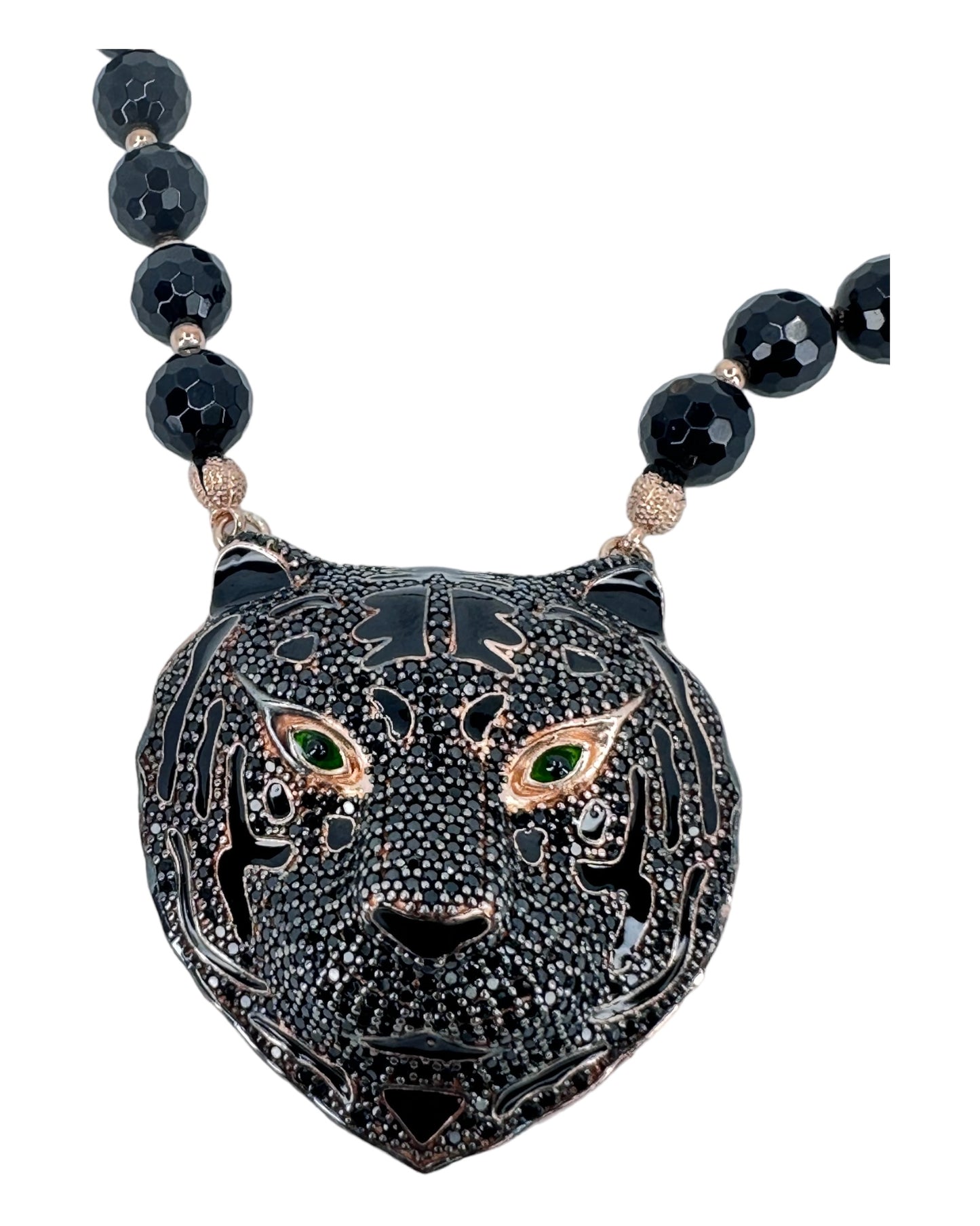 Mystic Black Panther Head Necklace with Onyx