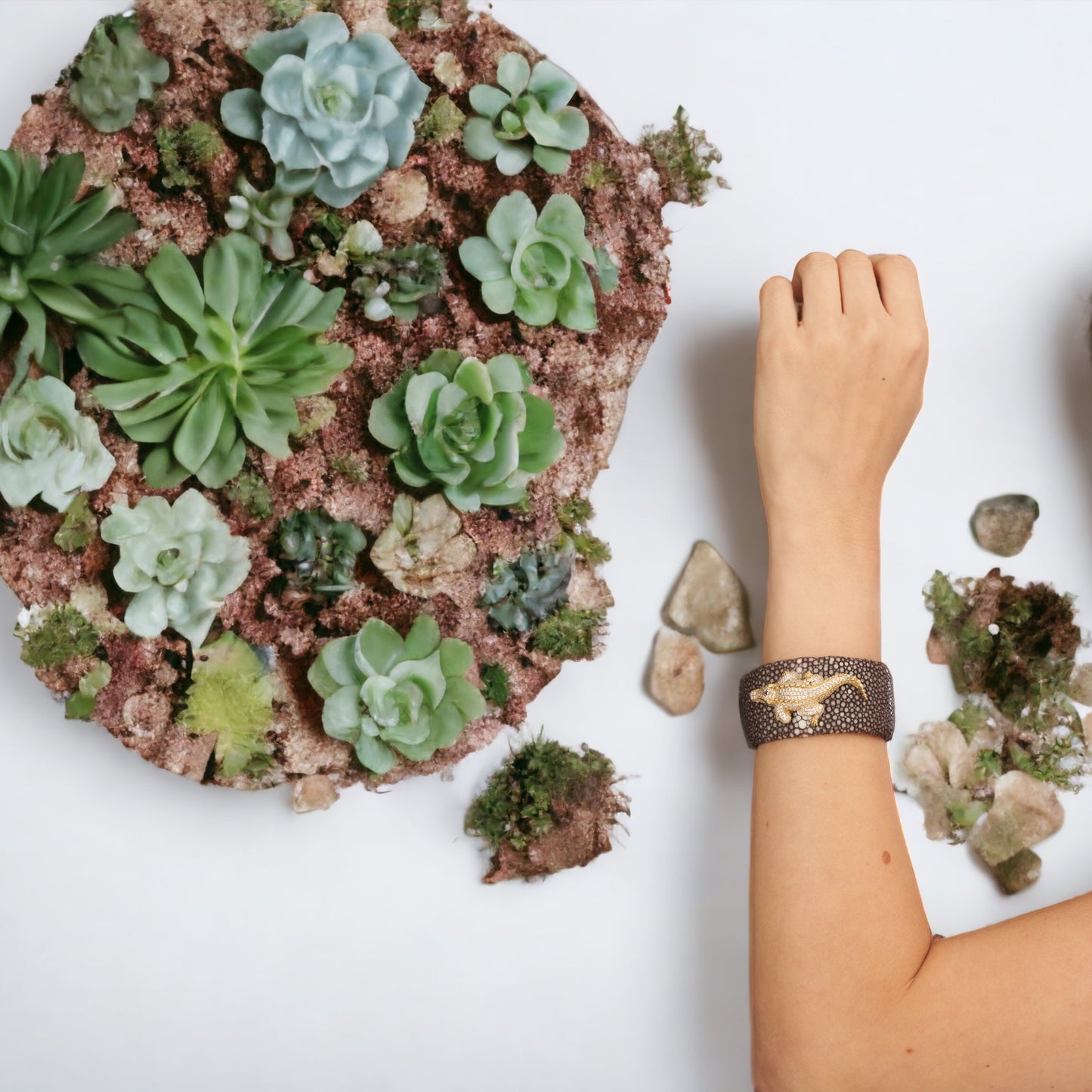 Gold Timsah Cuff Bileklik