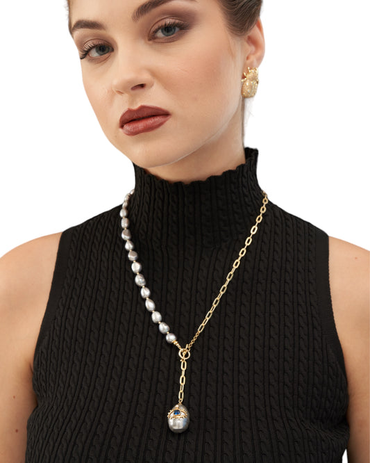 Barok İncili Gümüş Göz İnci Kolye