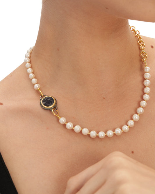 Derin Mavi İnci kolye