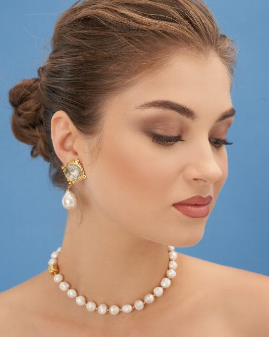 Barok İncili Gümüş Ceylan Küpe