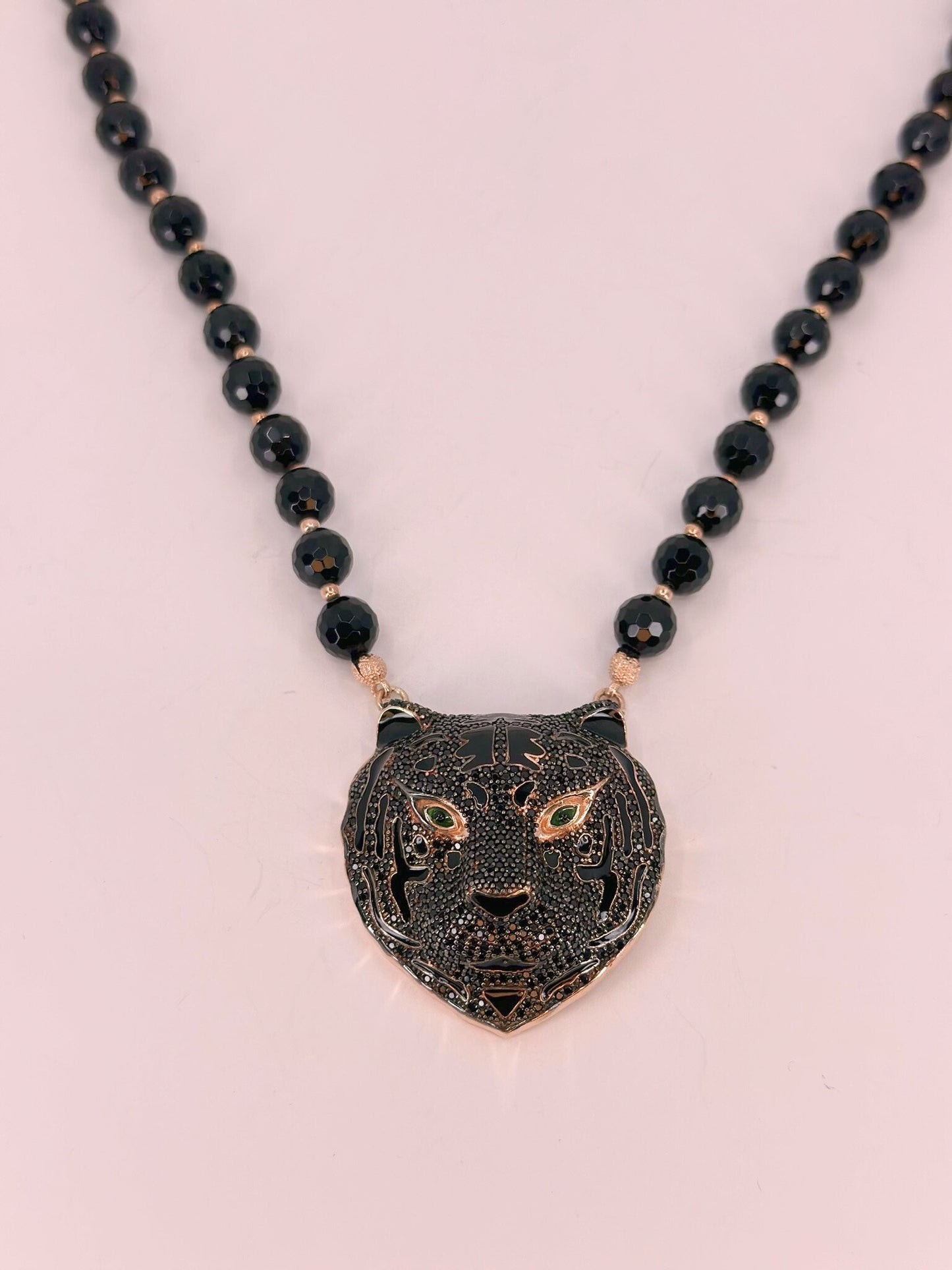 Mystic Black Panther Head Necklace with Onyx