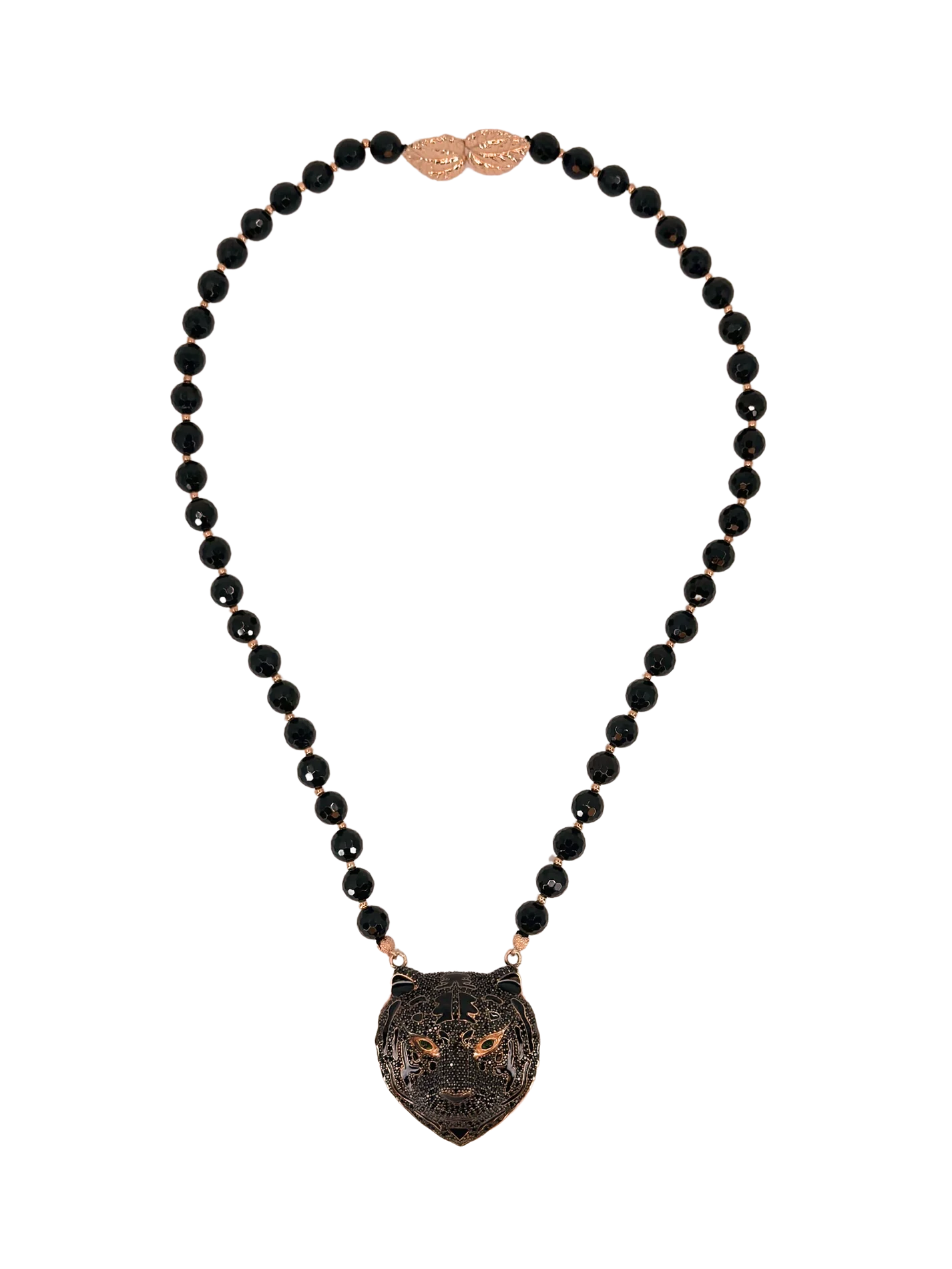 Mystic Black Panther Head Necklace with Onyx