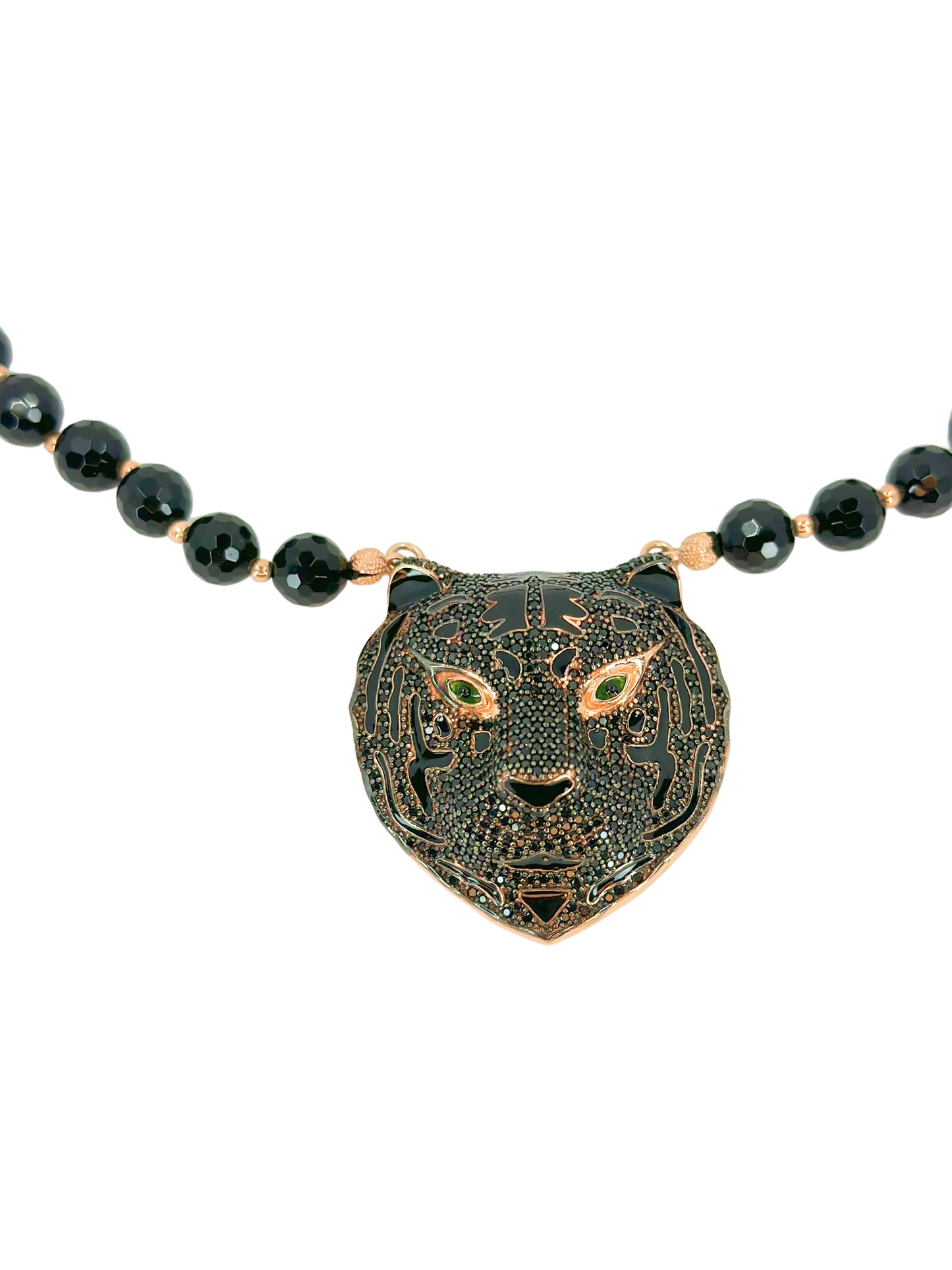 Mystic Black Panther Head Necklace with Onyx