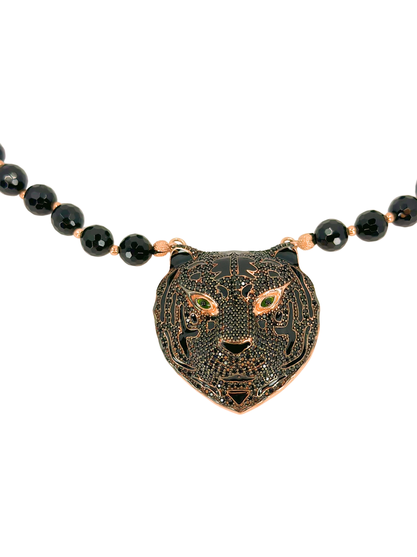 Mystic Black Panther Head Necklace with Onyx
