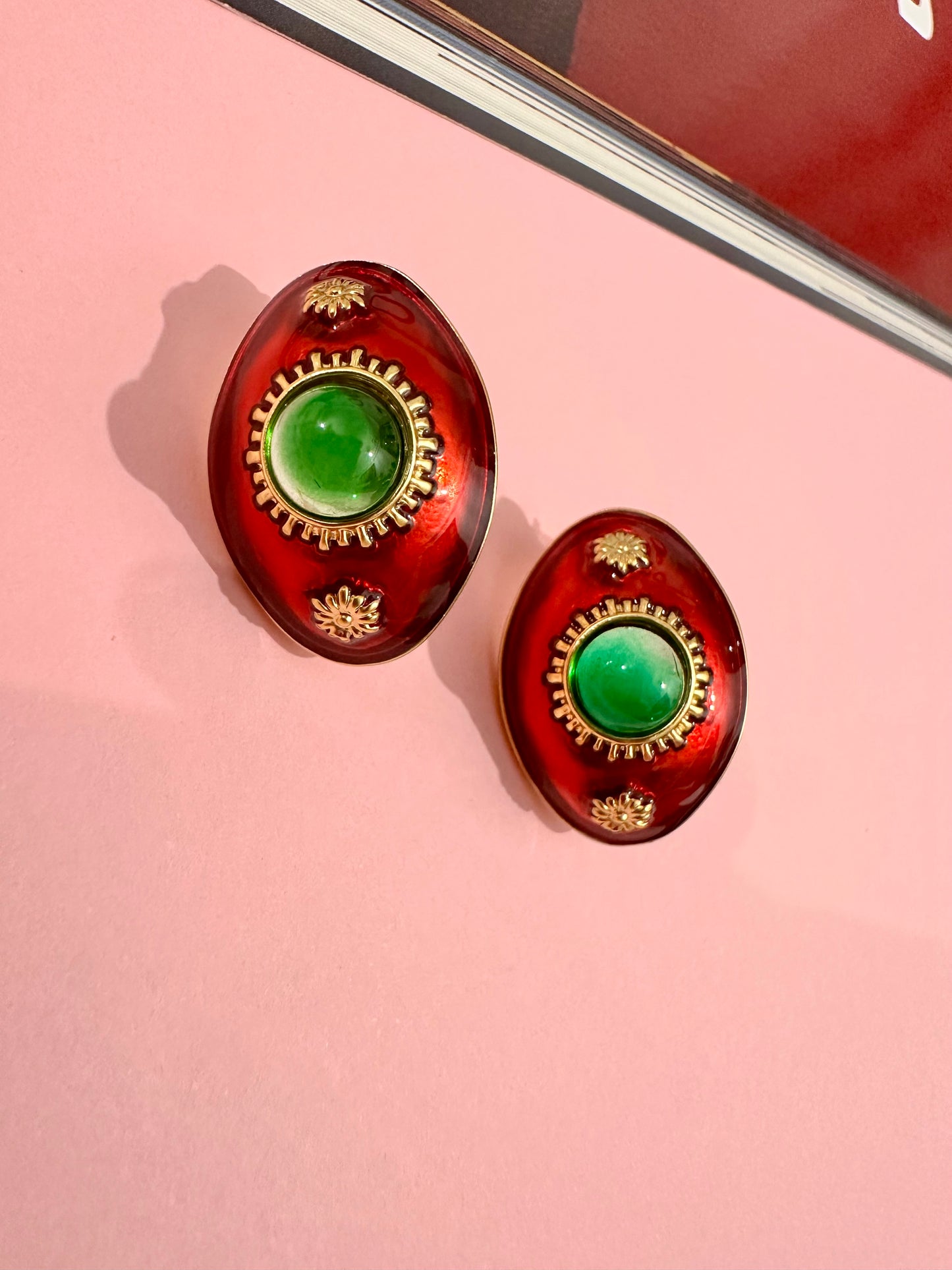 Kırmızı Yonca Kolye Küpe Set