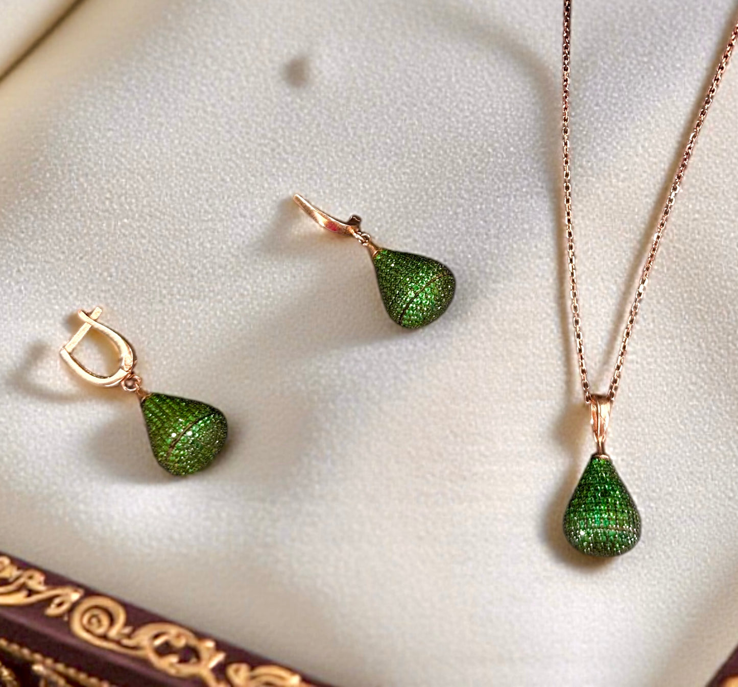 Kuzey Işıkları Kolye Küpe Gümüş Set