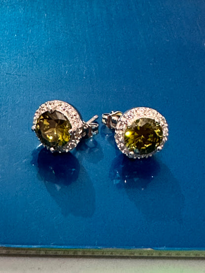 925 Ayar Gümüş Peridot Taşlı Küpe