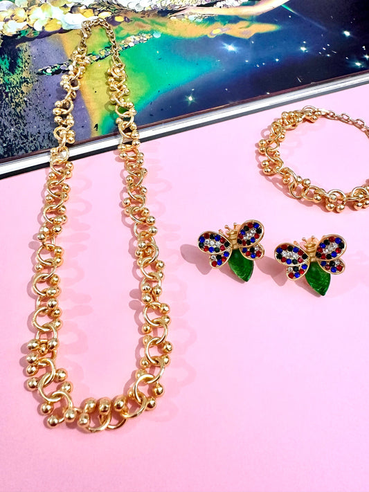 Arı Küpe Kolye Bilezik Set