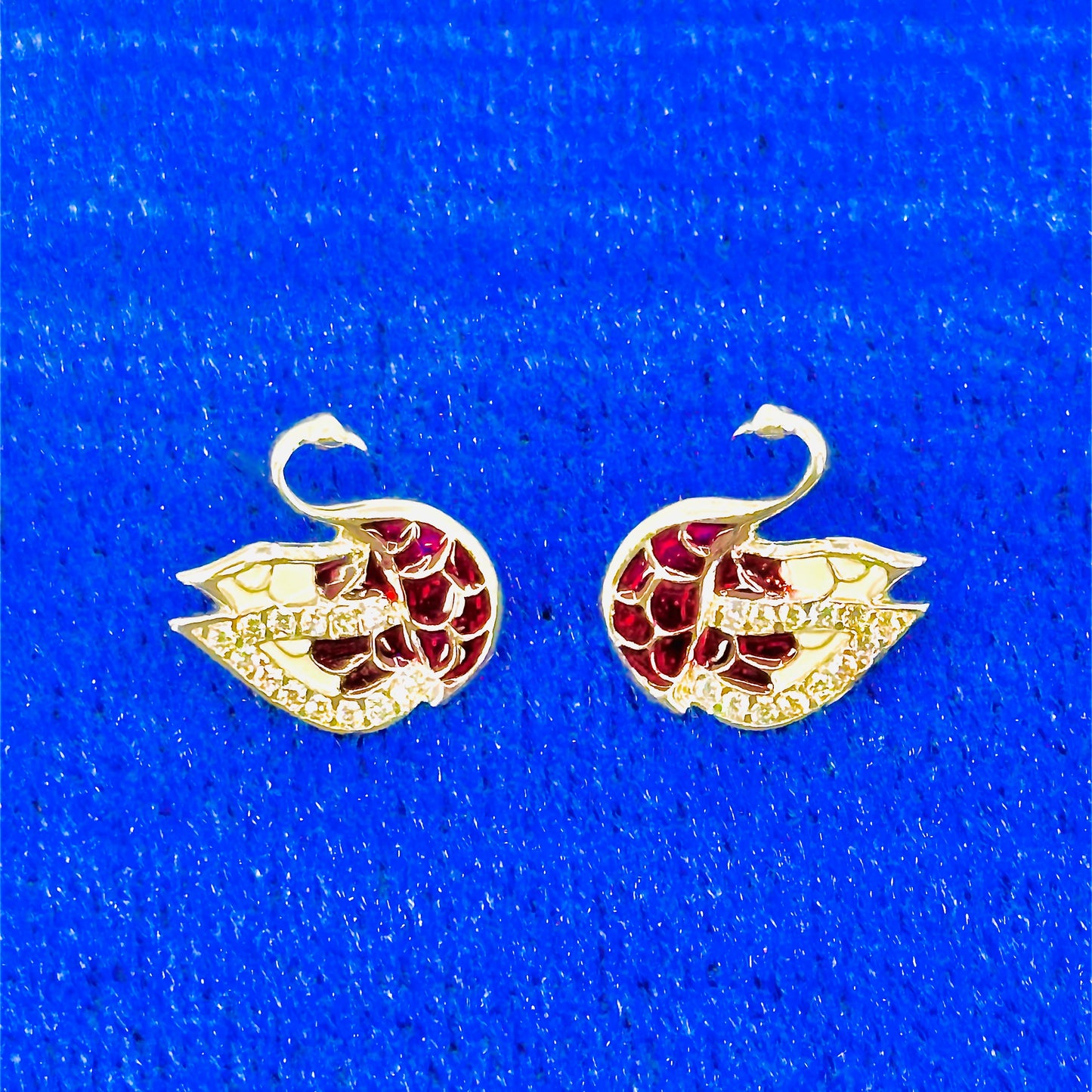 Burgundy Swan Earrings