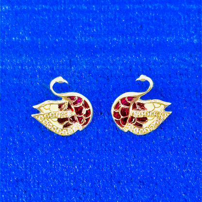 Burgundy Swan Earrings