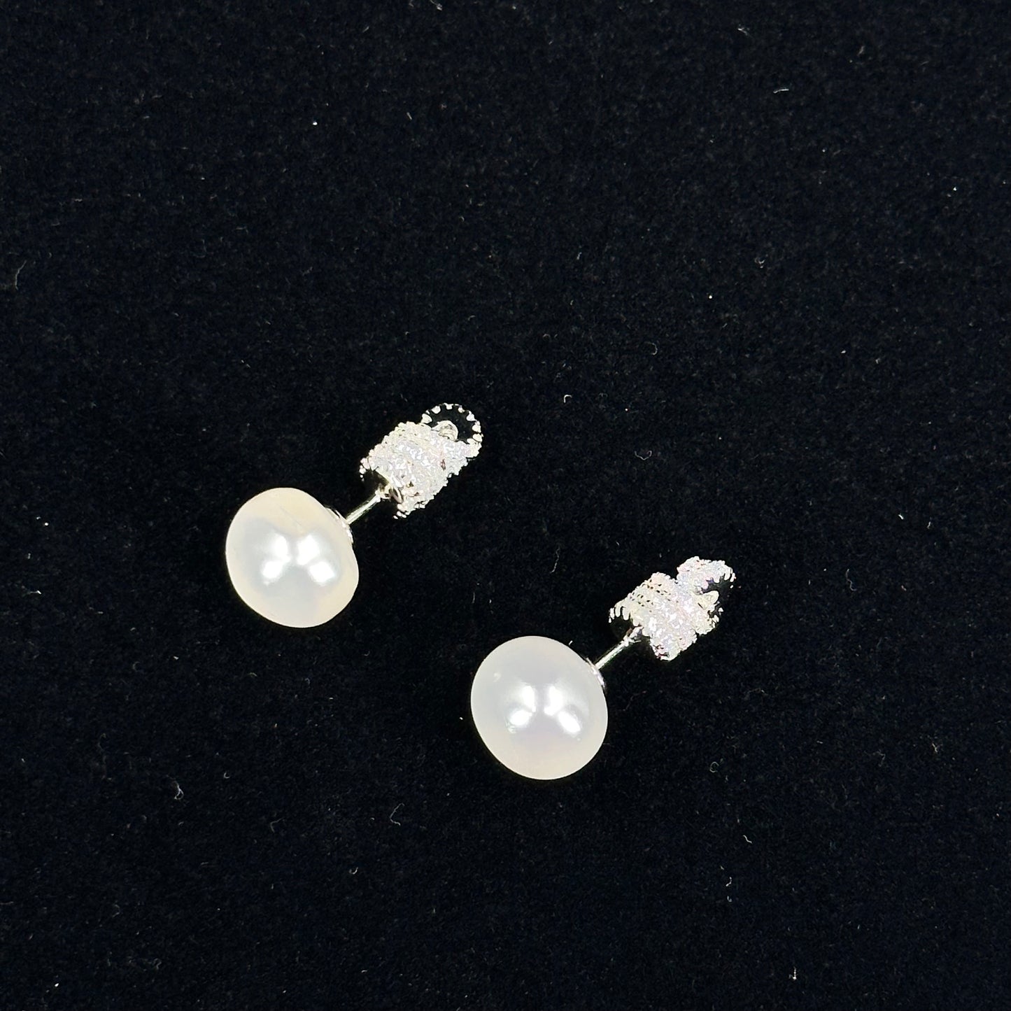 Zircon Bead Pearl Earrings