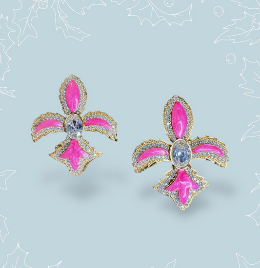 Pink Fleur-De-Lis Earrings