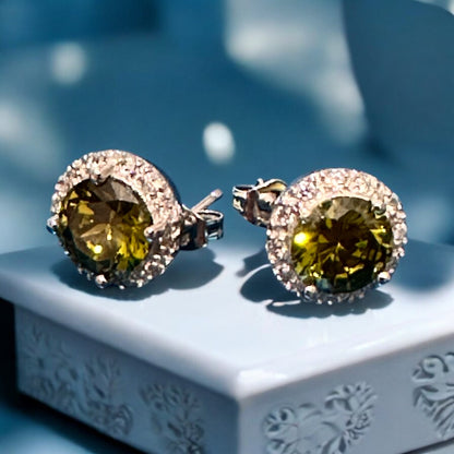925 Ayar Gümüş Peridot Taşlı Küpe