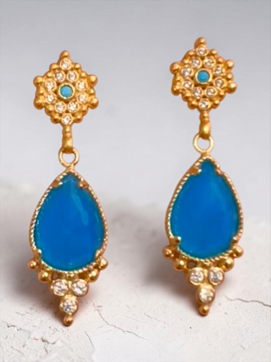 Mavi Yıldız Işıltısı Küpe