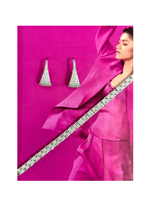 Kübik Kesim Swarovski Bilezik Küpe Seti