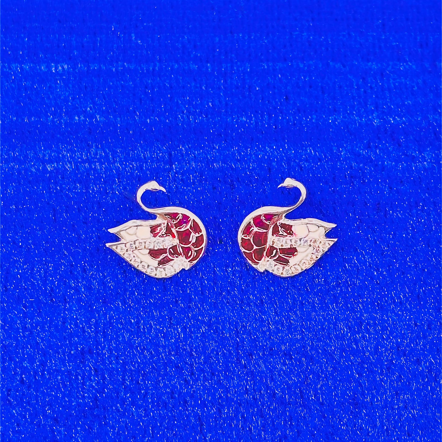 Burgundy Swan Earrings