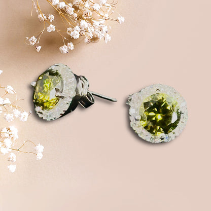 925 Ayar Gümüş Peridot Taşlı Küpe