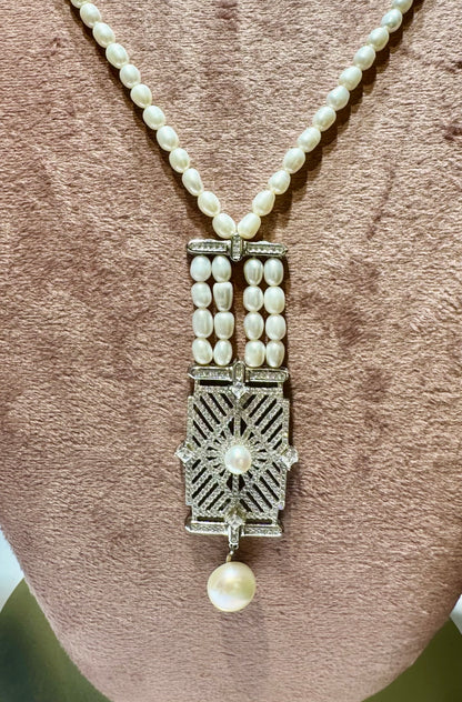 Diamond Pearl Necklace