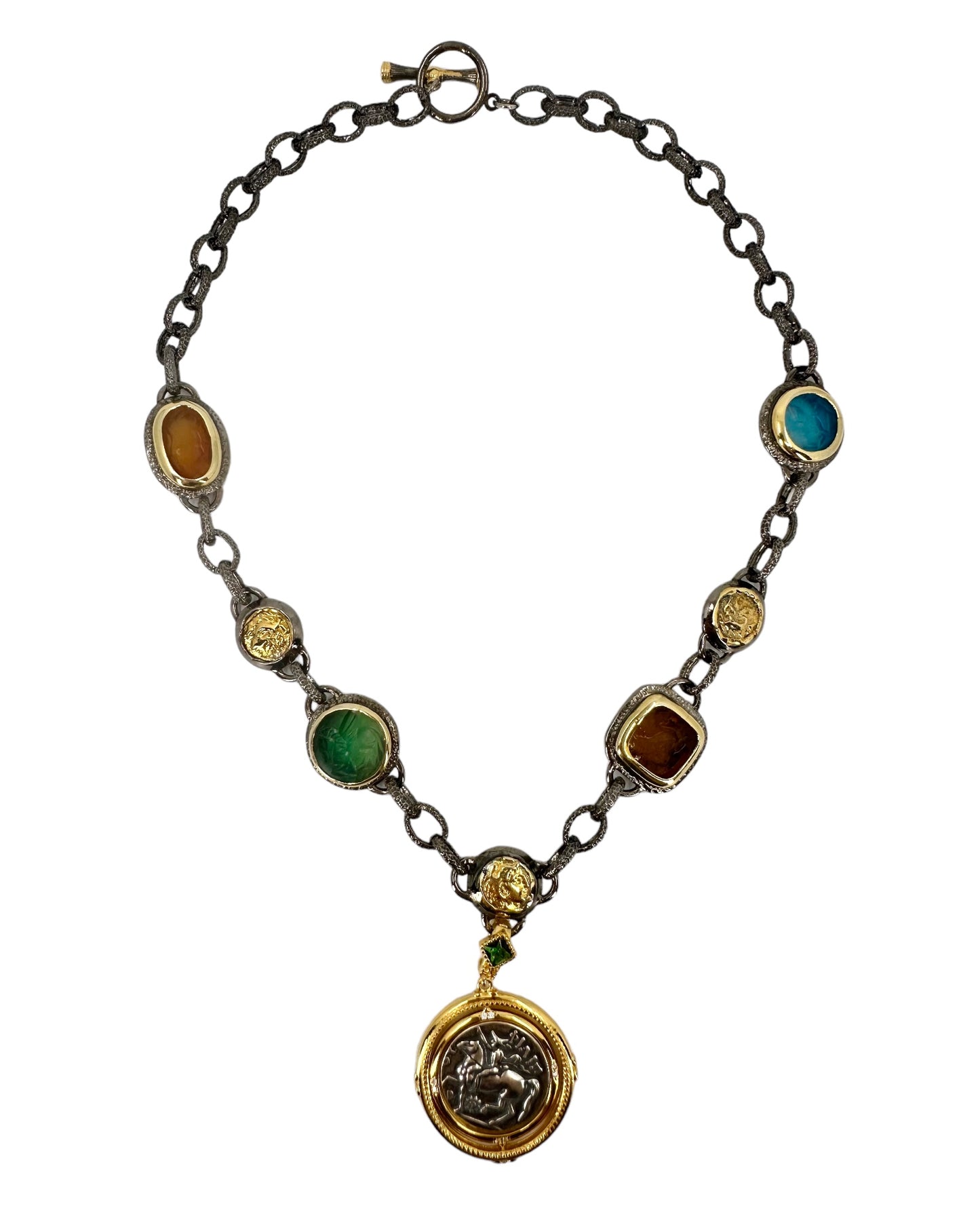 Medallion Necklace with Precious Stones
