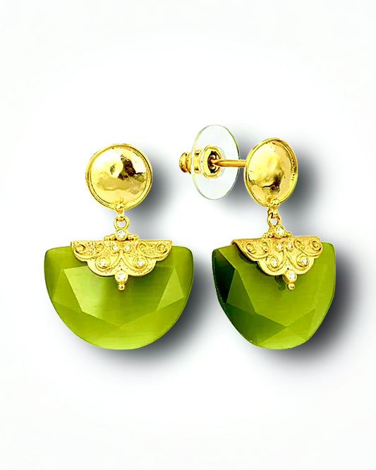 Green Fan Earrings