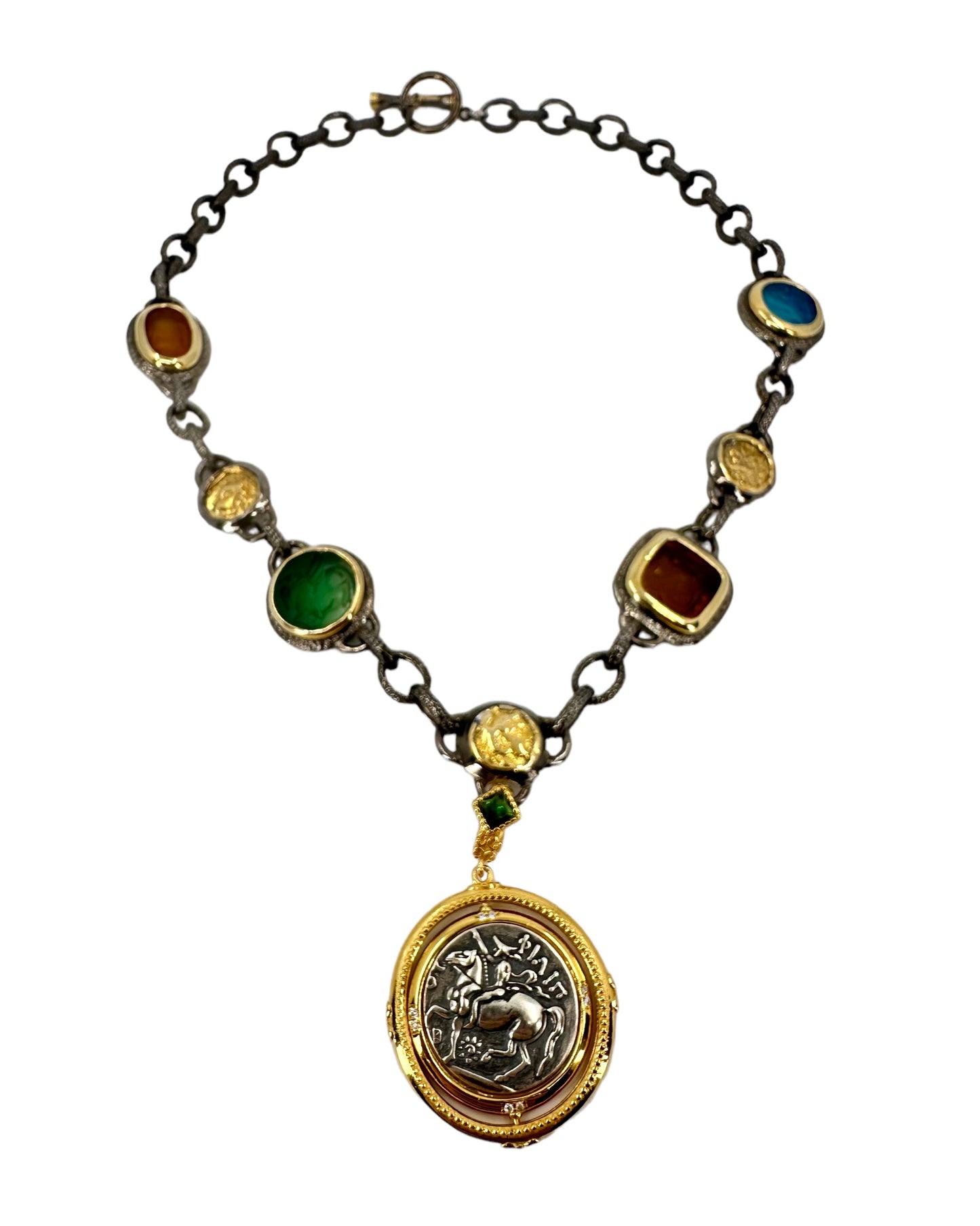 Medallion Necklace with Precious Stones