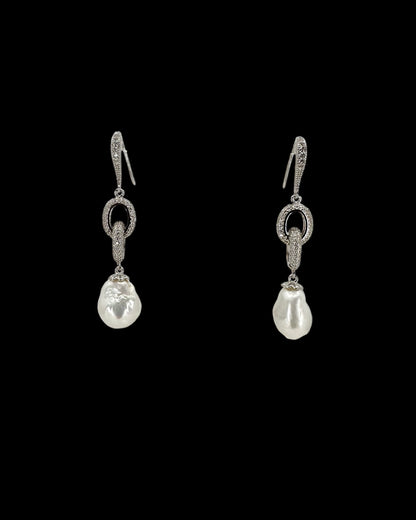 İncili Silver Zincir Küpe