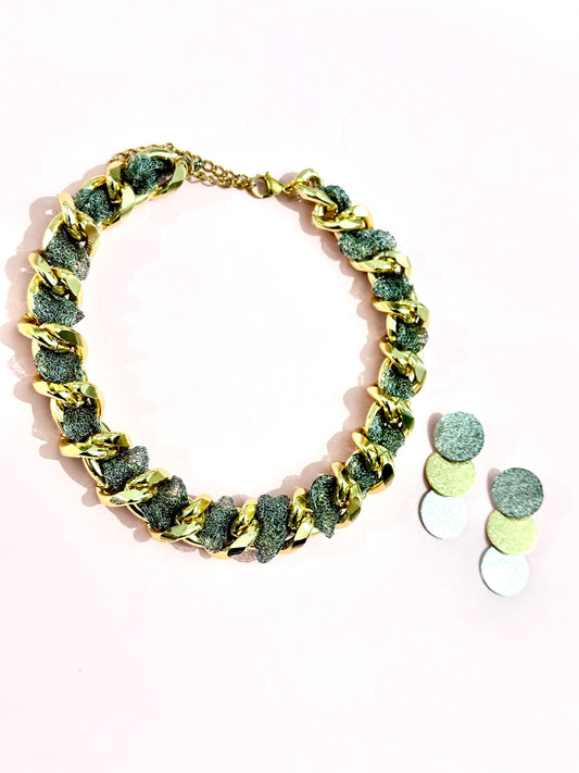 Günbatımı Kolye Küpe Set