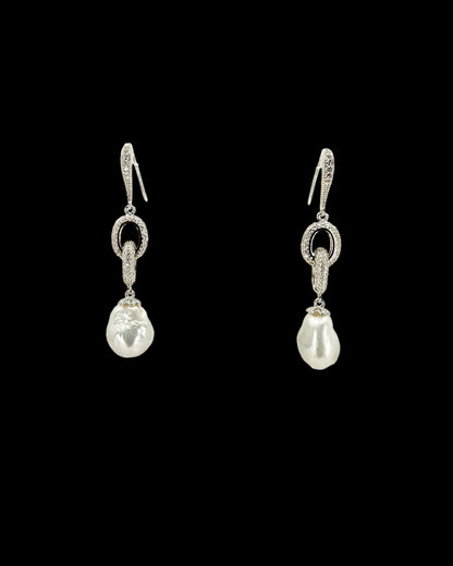 İncili Silver Zincir Küpe